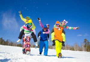 52744223 - group of friends have a good time in winter resort